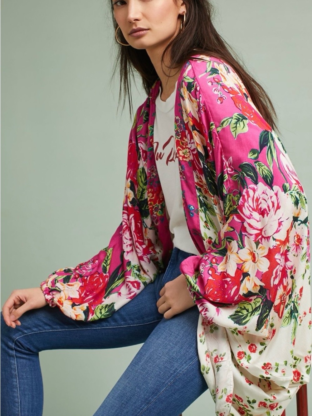Anthropologie Floreat Field Of Flowers Kimono